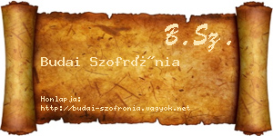 Budai Szofrónia névjegykártya